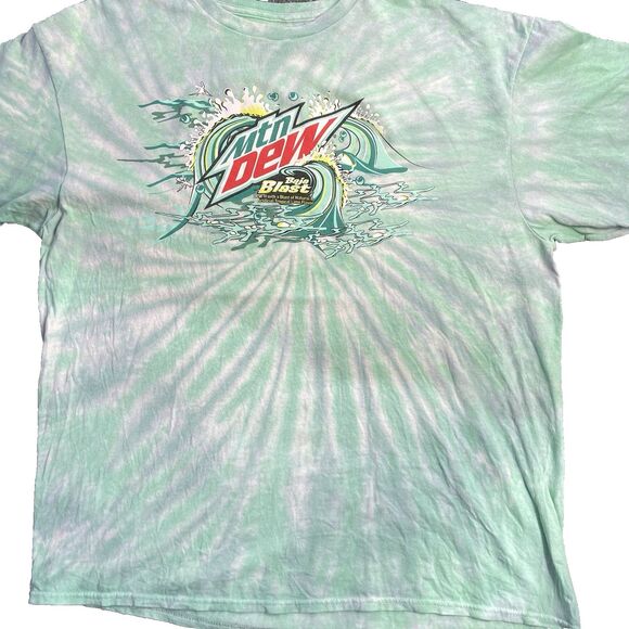 Mountain Dew Baja Blast Tie Dye Shirt Men’s Large Green Promo Tee Advertisement - Picture 1 of 7